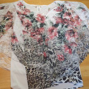 Brittany Black Women 3XL Lace Floral Blouse New